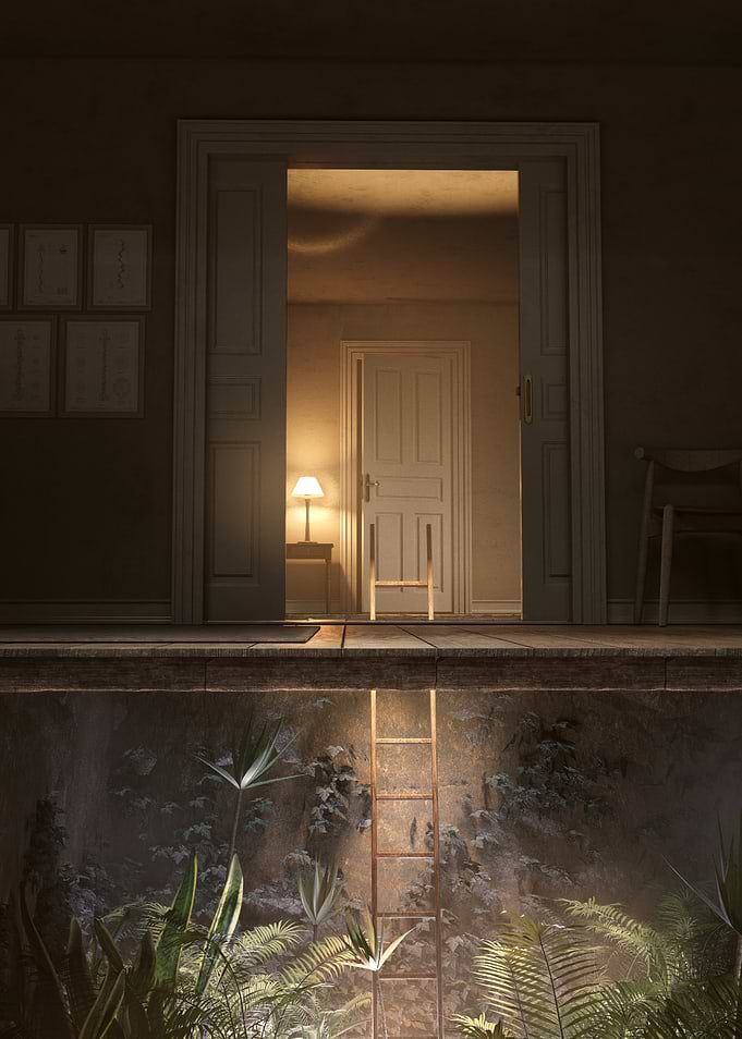 Interior with Ladder and Plants