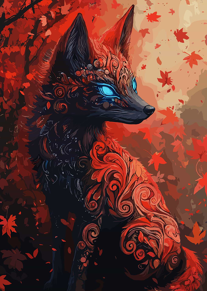 Ornate Fox in Autumnal Setting