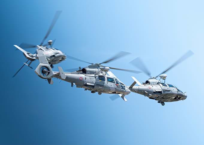 Three Panther Helicopters in Flight