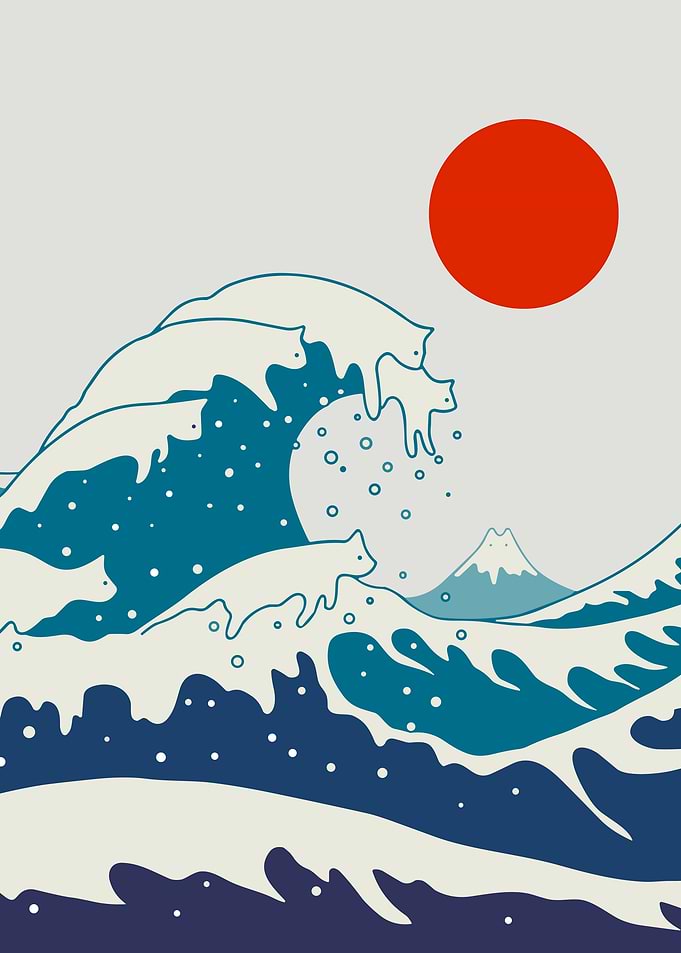 Cats Great Wave off Kanagawa Parody