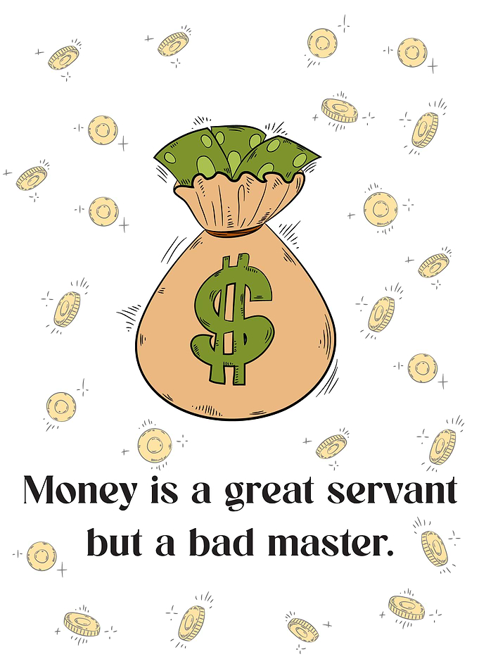 Money Bag with Coins and Quote