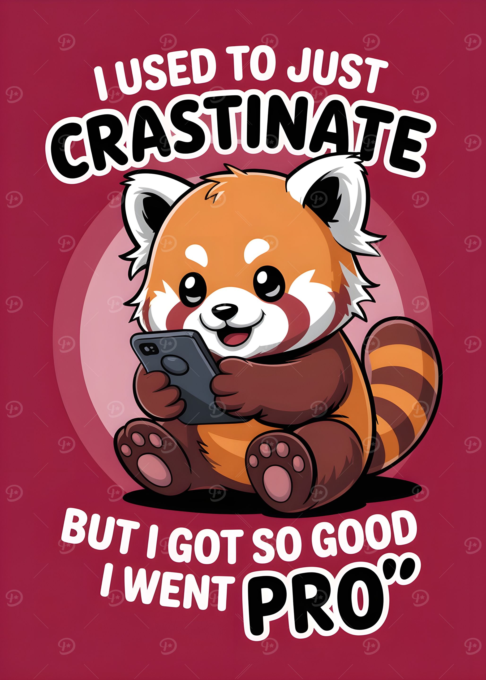 Procrastinating Red Panda Cartoon