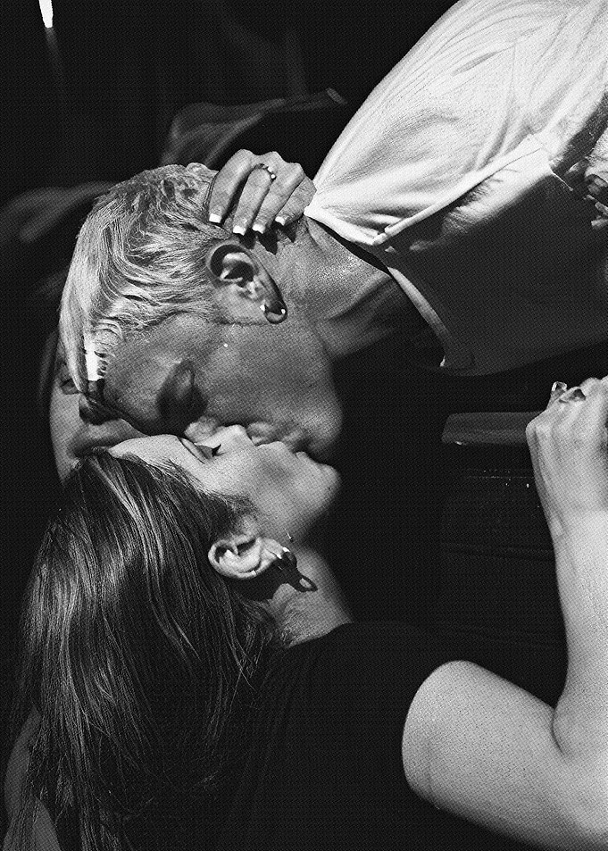 Eminem Passionate Kiss in Black and White