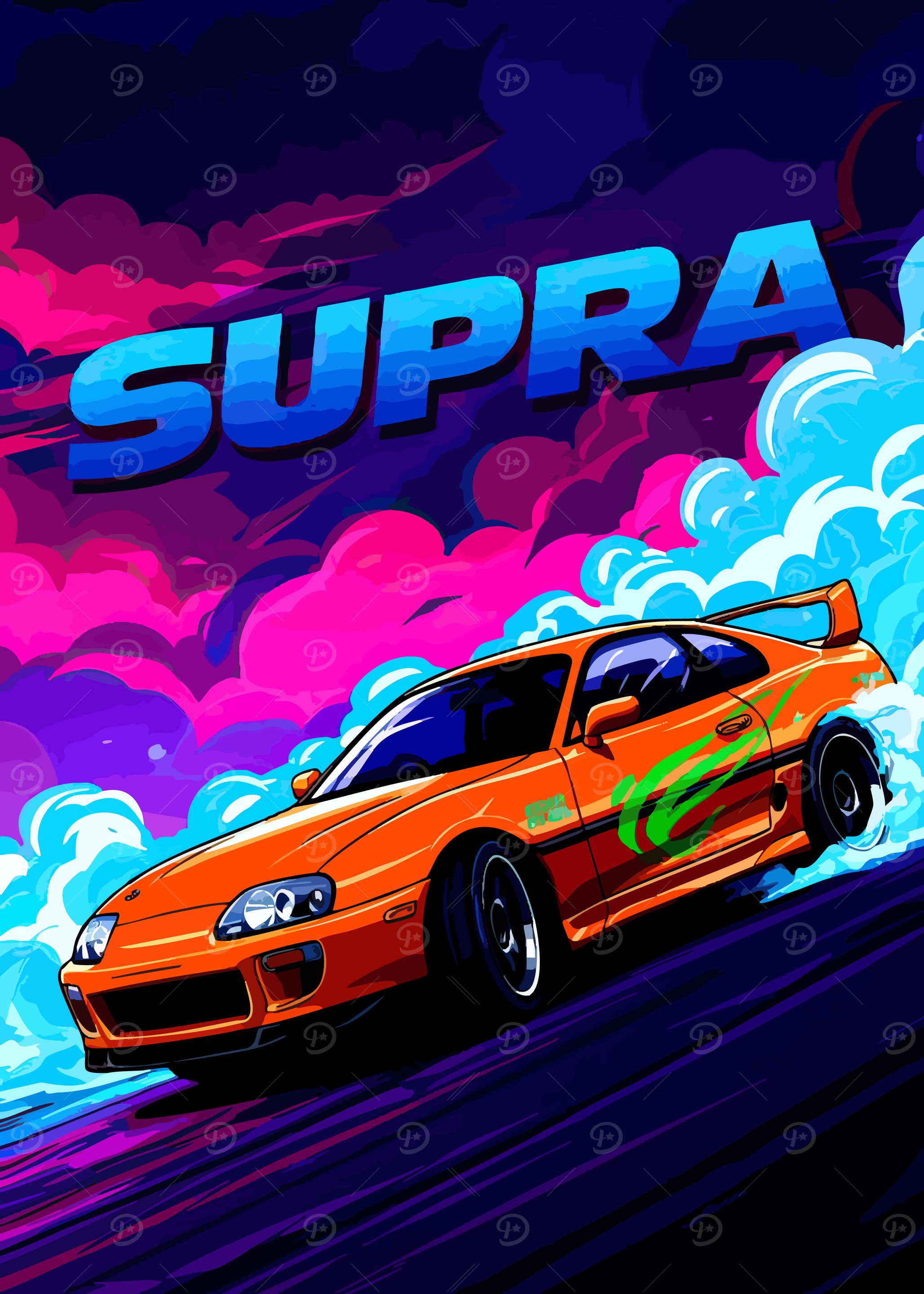 Orange Supra Car Digital Art