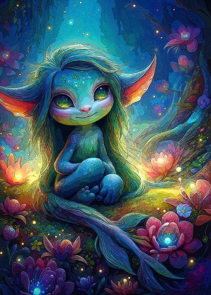 Cute Blue Forest Fairy Portrait