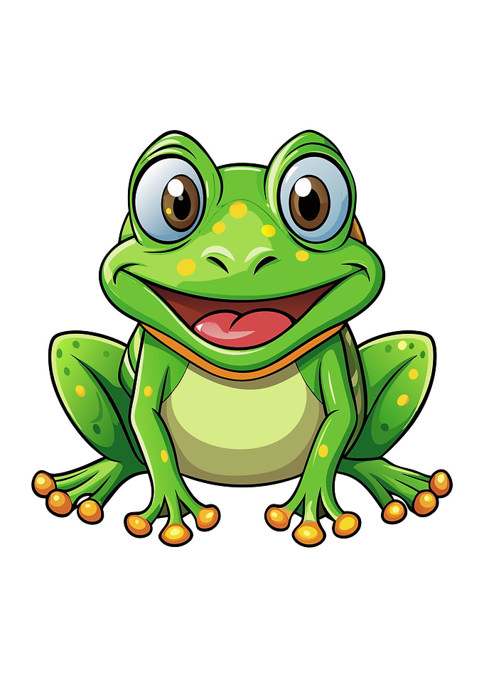 Cartoon Green Frog Smiling