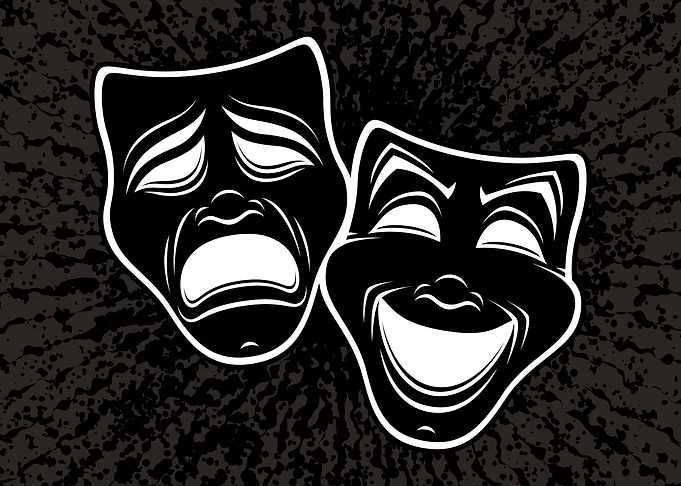 Inverted Black And White Comedy And Tragedy Theater Masks