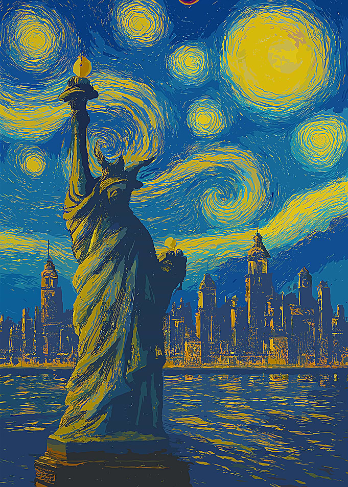 Statue of Liberty Starry Night