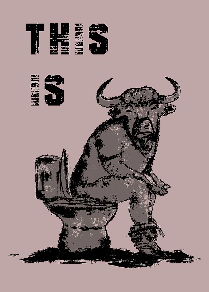 Bull on Toilet