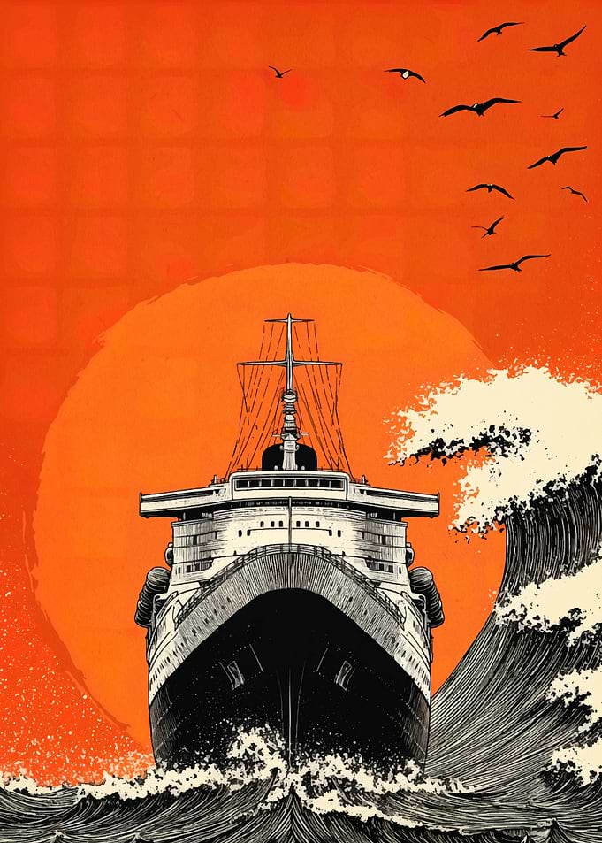 Ocean Liner at Sea