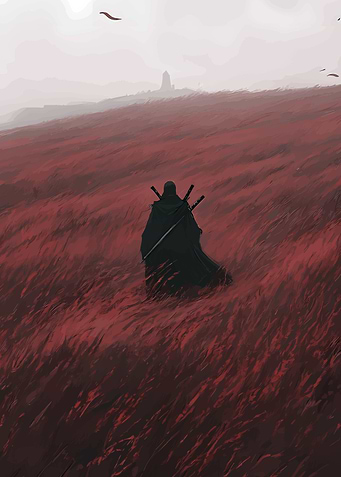 Lone Samurai in Red Field