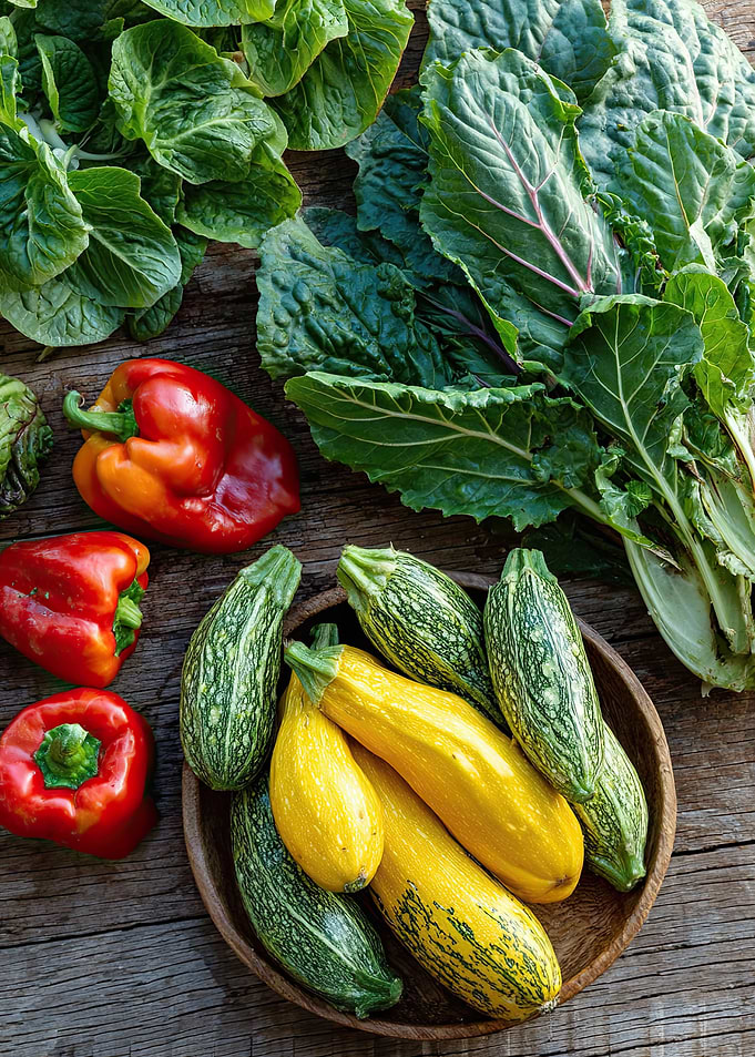 Fresh Vegetables on Wooden Surface