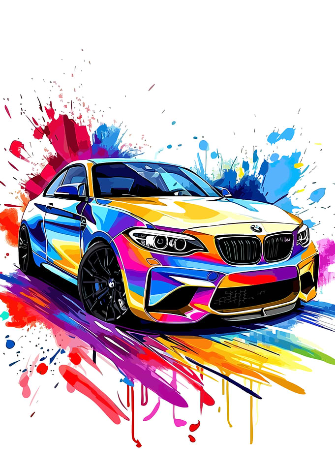 Colorful BMW M2 Digital Art
