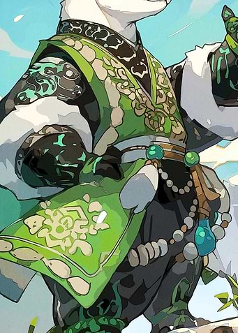 Panda in Green Kimono