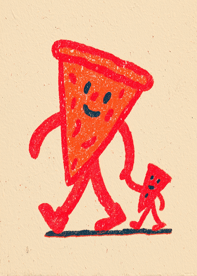 Pizza Slice Cartoon Character Illustration