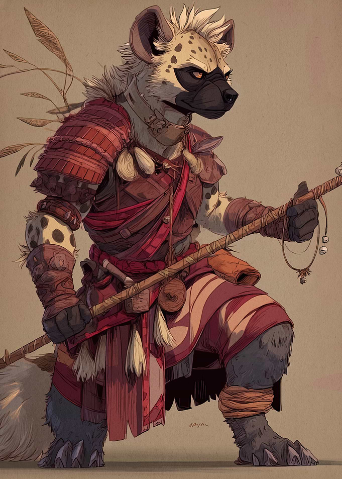 Anthropomorphic Hyena Warrior Illustration