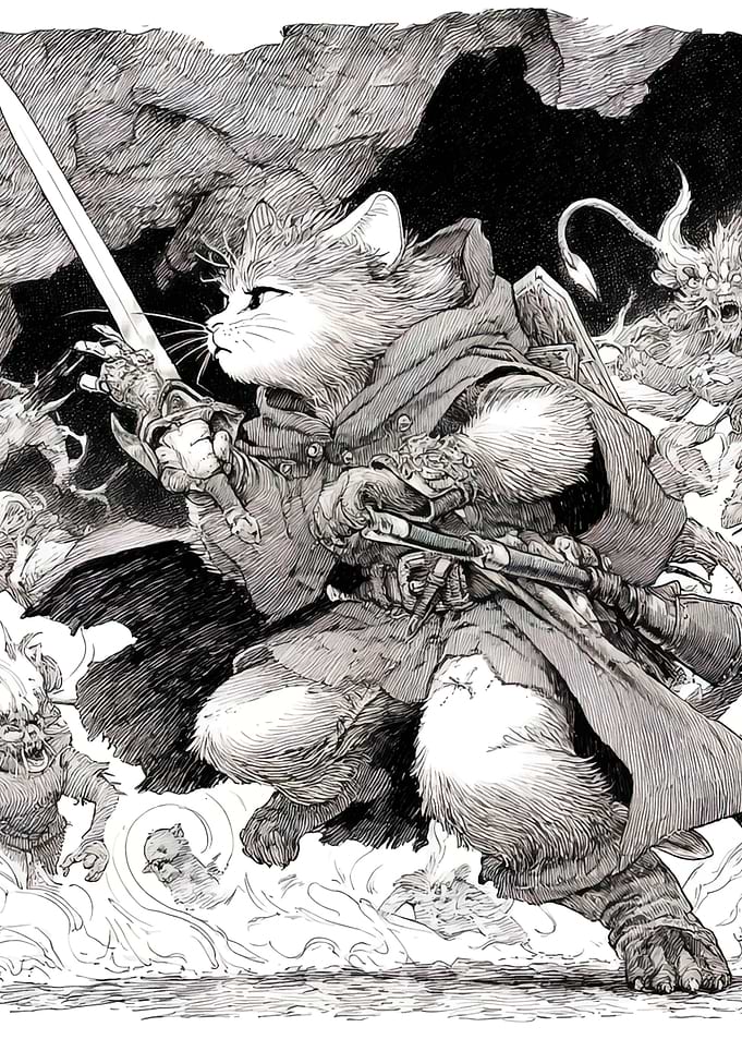 Cat Warrior with Sword