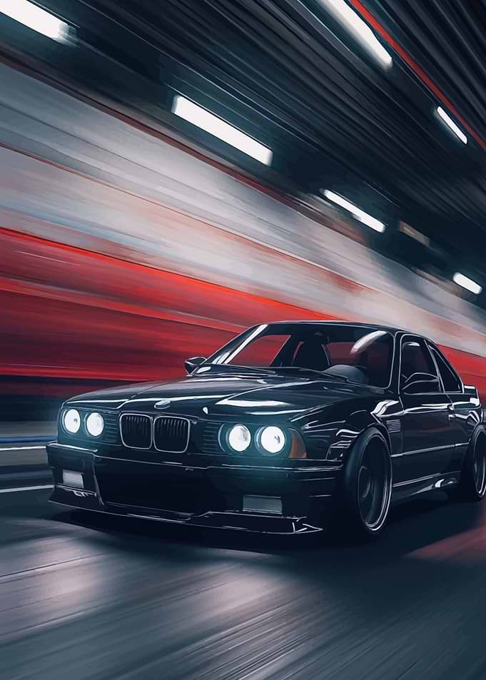 Black BMW in Motion