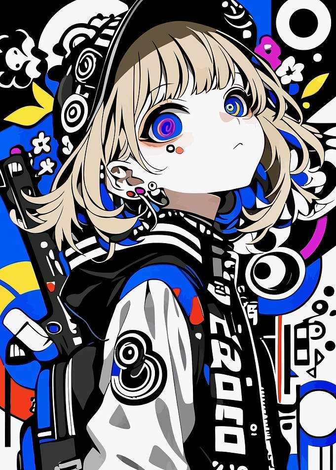 Anime Girl with Abstract Background