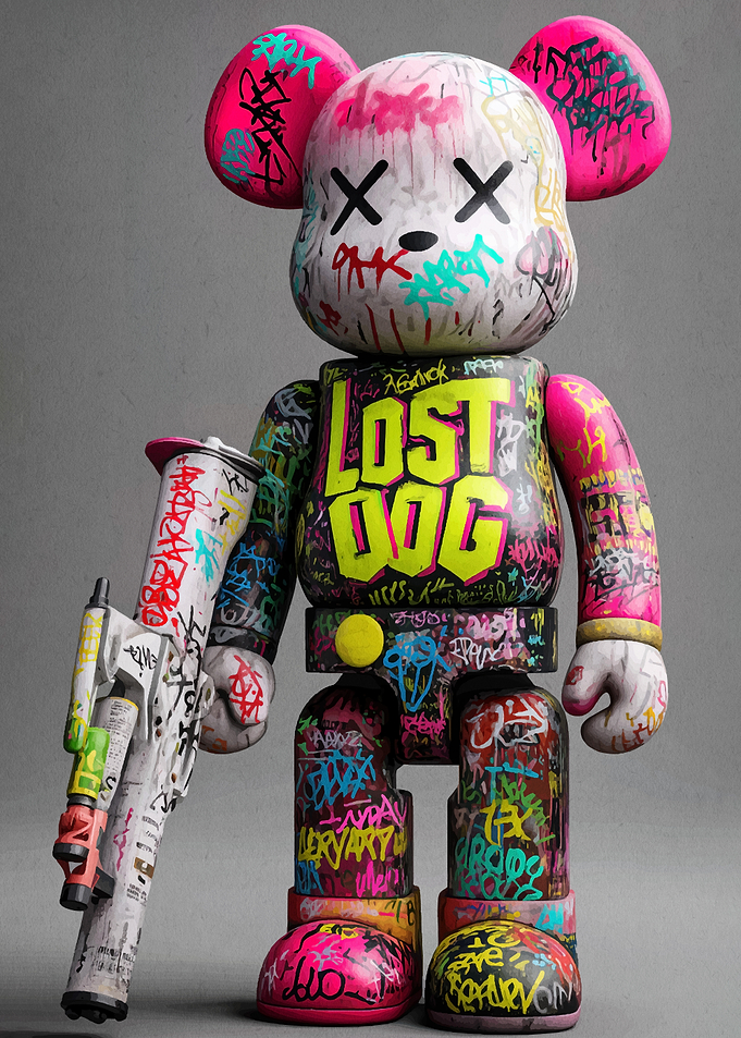Graffiti Bearbrick with Spray Gun