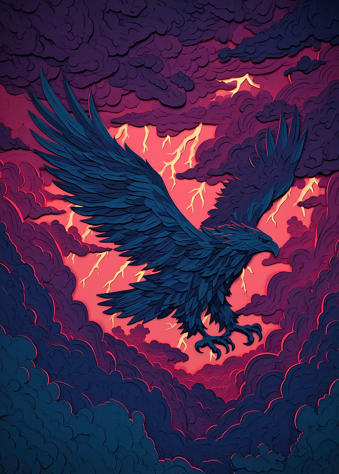 Eagle in Stormy Sky Portrait