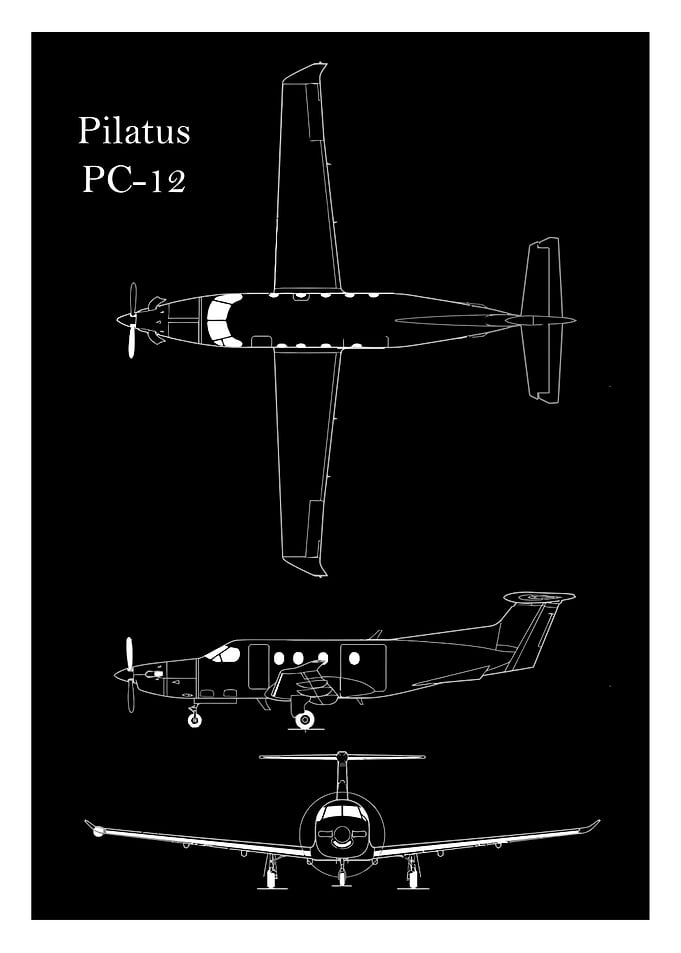 Pilatus PC-12 Aircraft Blueprint