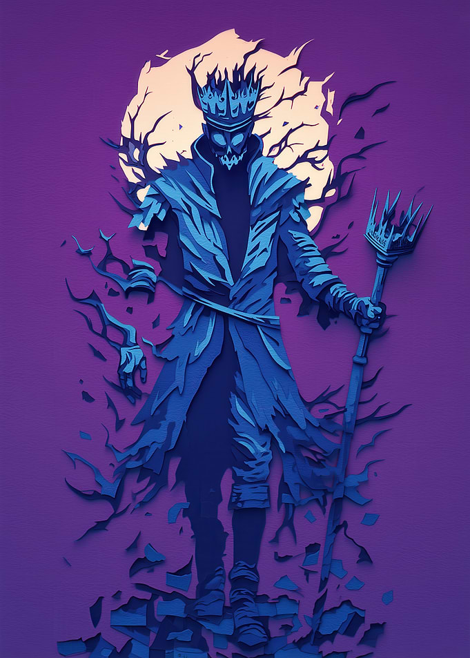 Undead King with Crown and Scepter Portrait