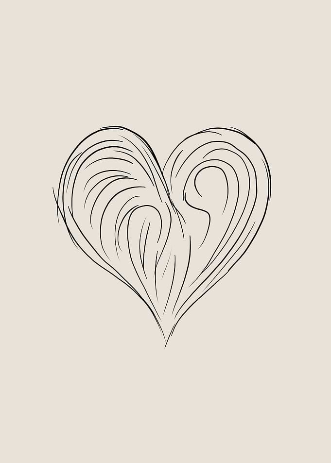 Abstract Heart Line Art