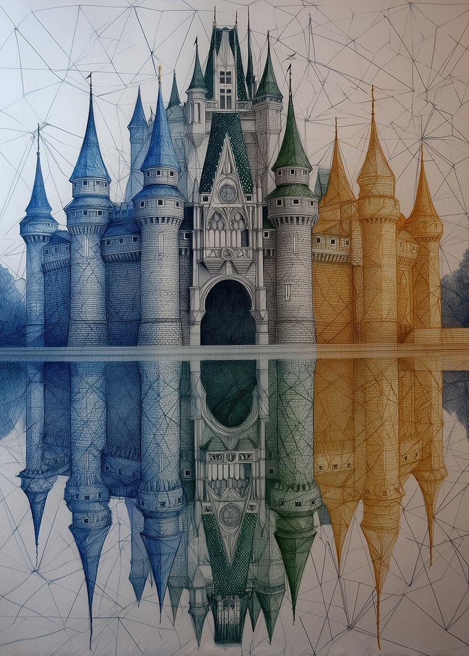 Castle Reflection Drawing