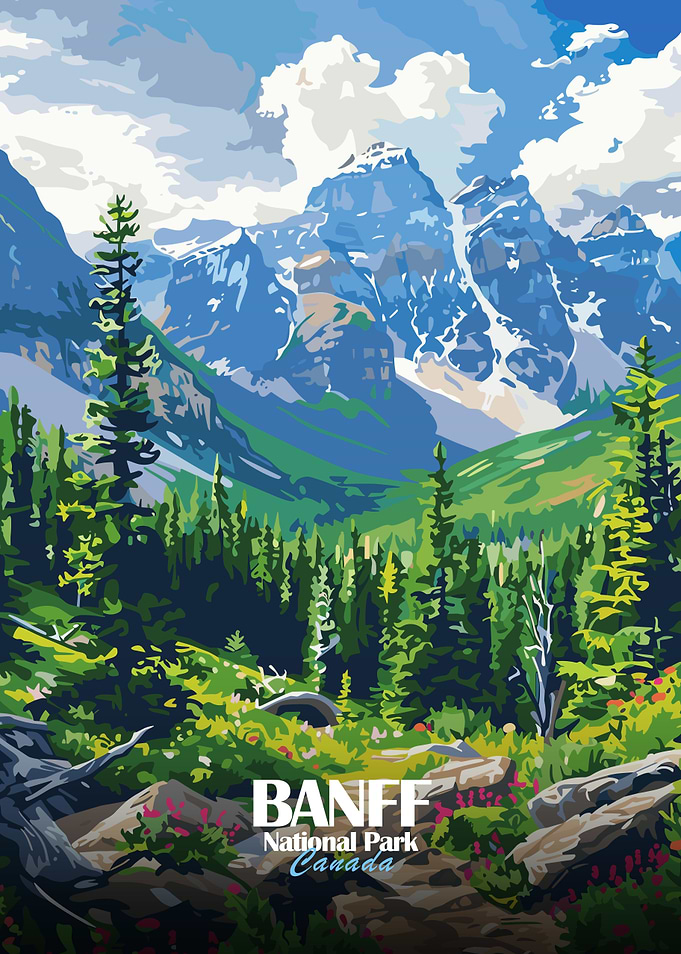 Banff National Park Canada Illustration