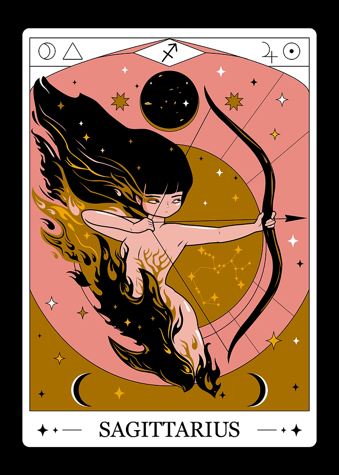 Sagittarius Zodiac sign. Tarot Card Art Poster