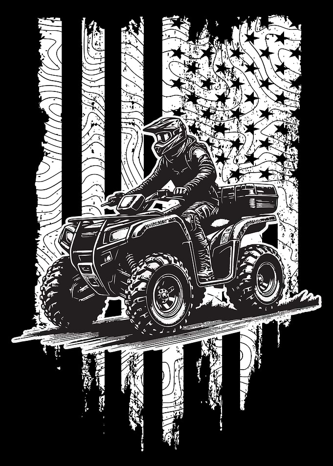 All-Terrain Vehicle ATV Rider American Flag Graphic - Quad Bike
