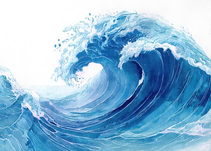 Watercolor Ocean Wave