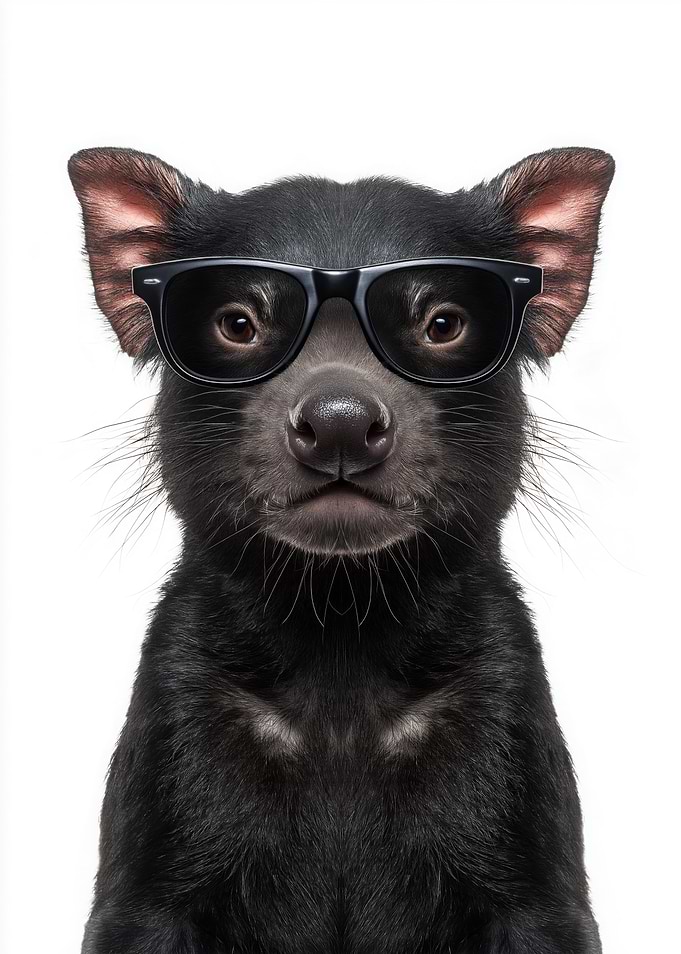 Tasmanian Devil with Glasses Portrait
