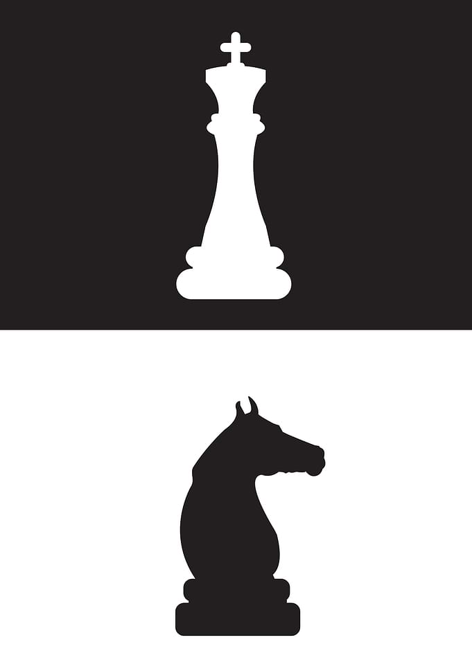 Chess King and Knight Silhouette