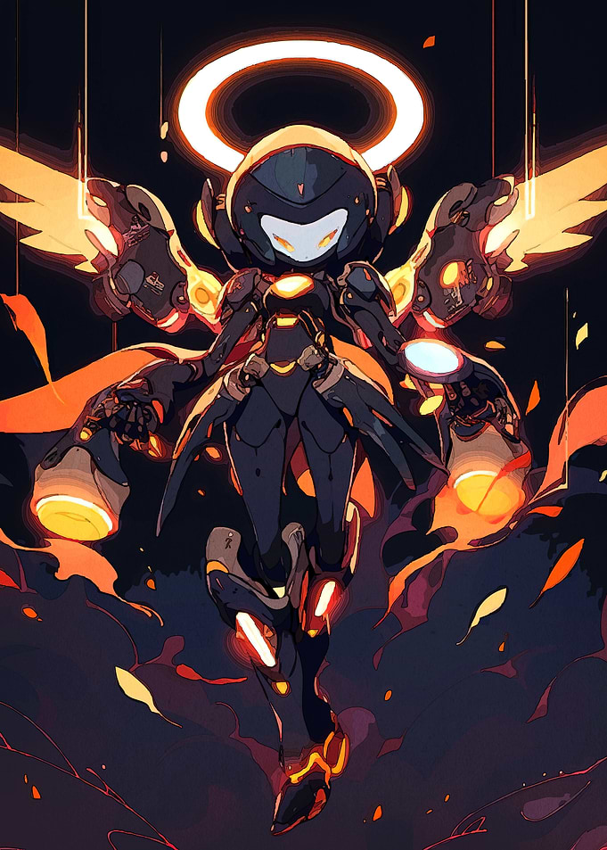 Futuristic Angel Robot Halo