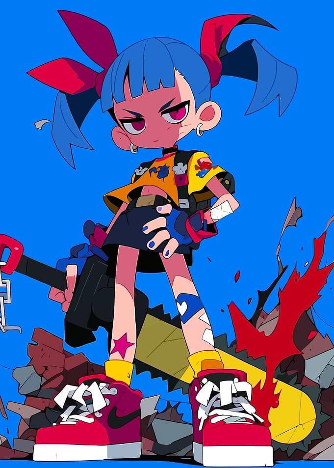 Anime Girl with Chainsaw Illustration