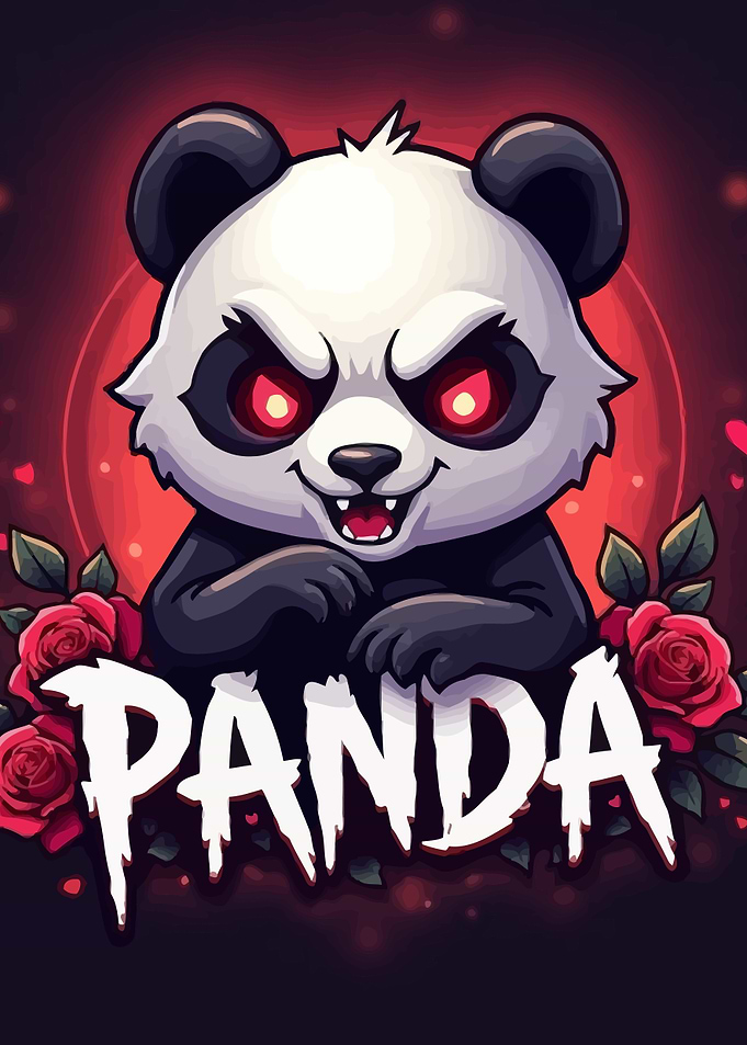 Evil Panda with Roses