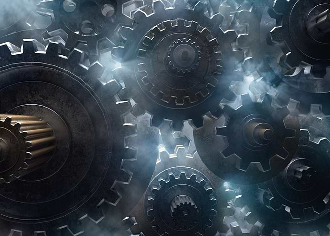 Industrial Gears with Smoke