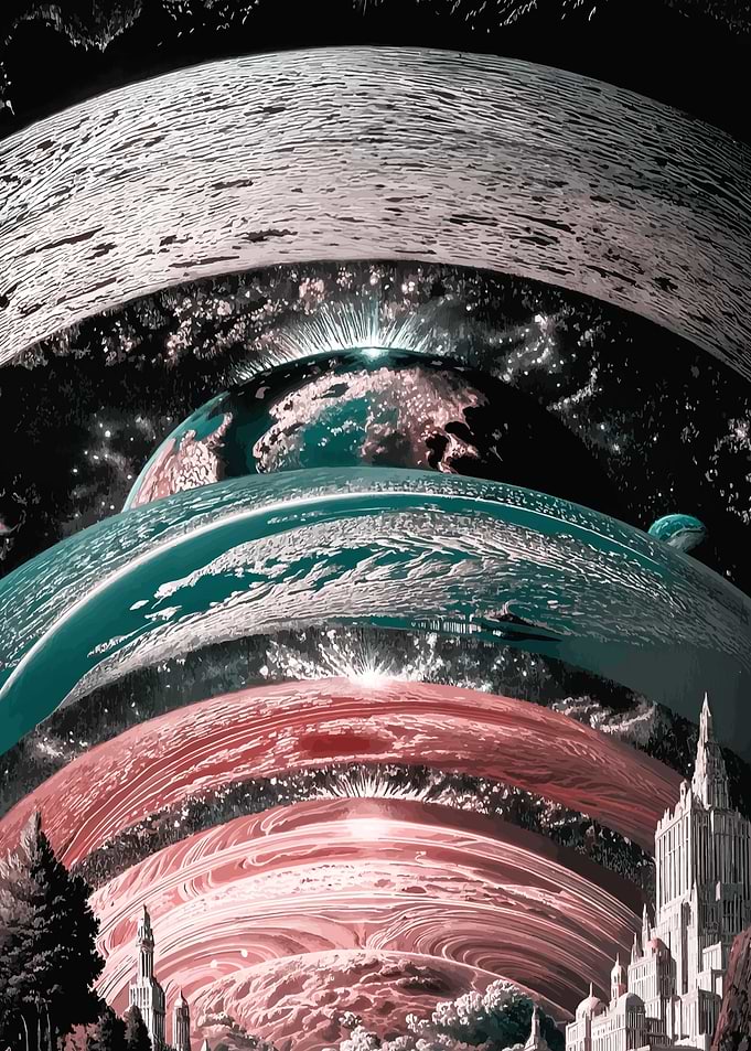 Layered Planets with Cityscape
