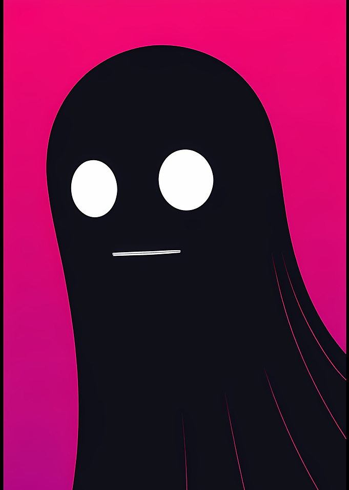 Minimalist Ghost Illustration on Pink Background