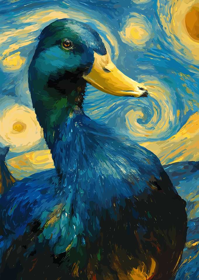 Duck in Starry Night Style