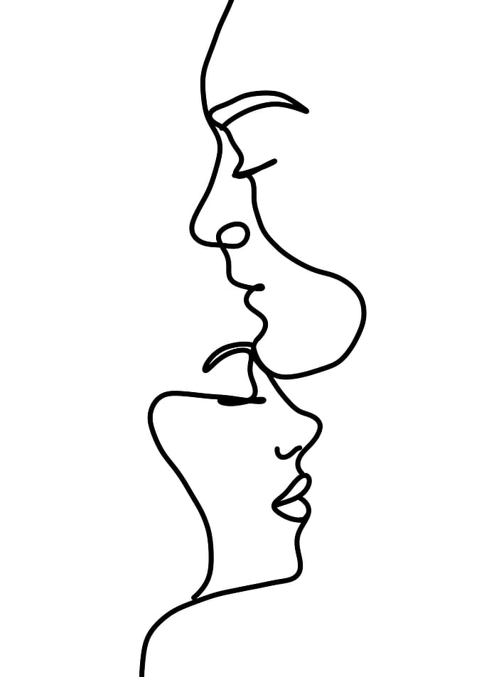 Minimalist Line Art: Couple in Love