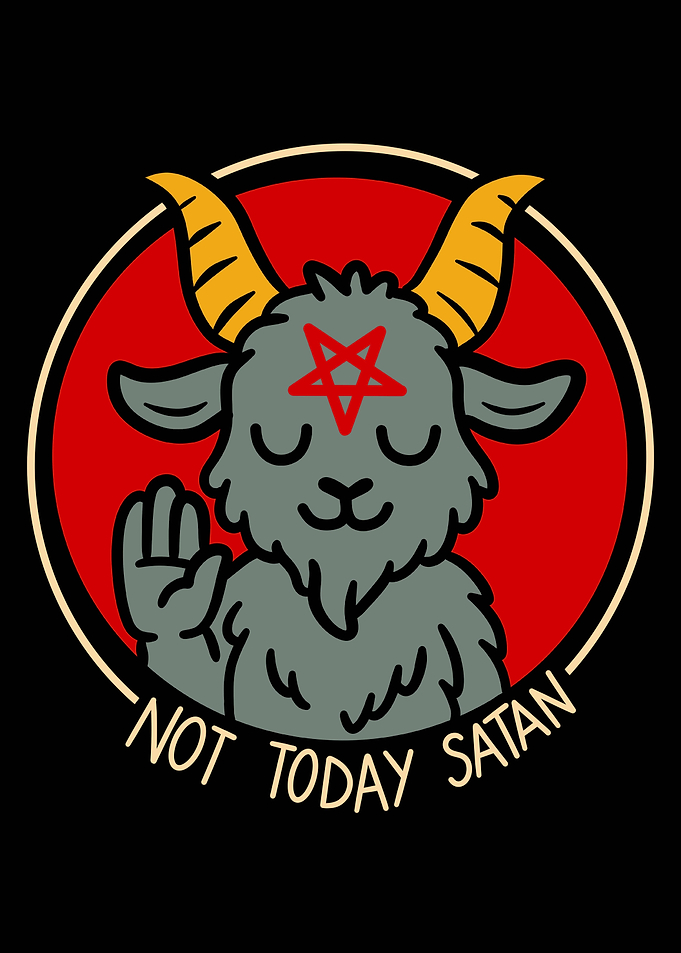 Cute Baphomet 'Not Today Satan' Illustration