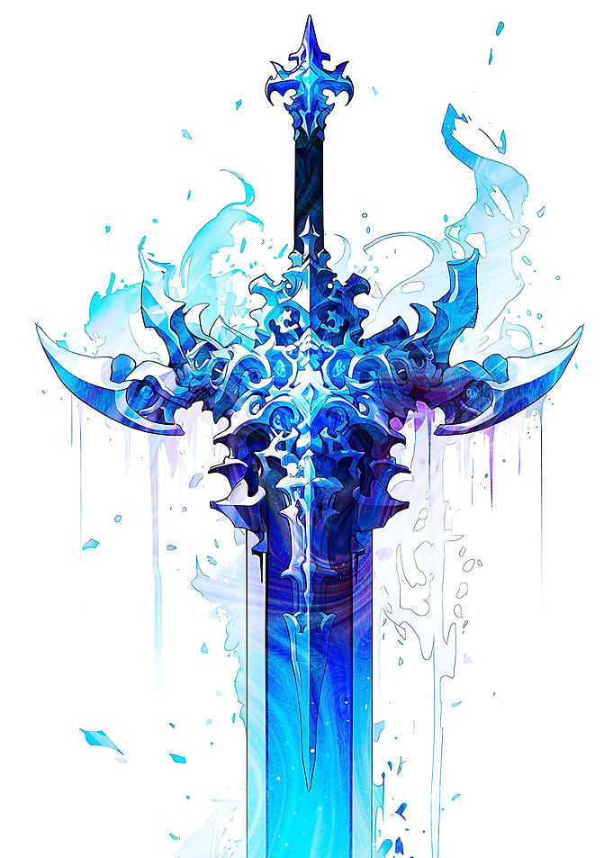 Ornate Blue Fantasy Sword Illustration
