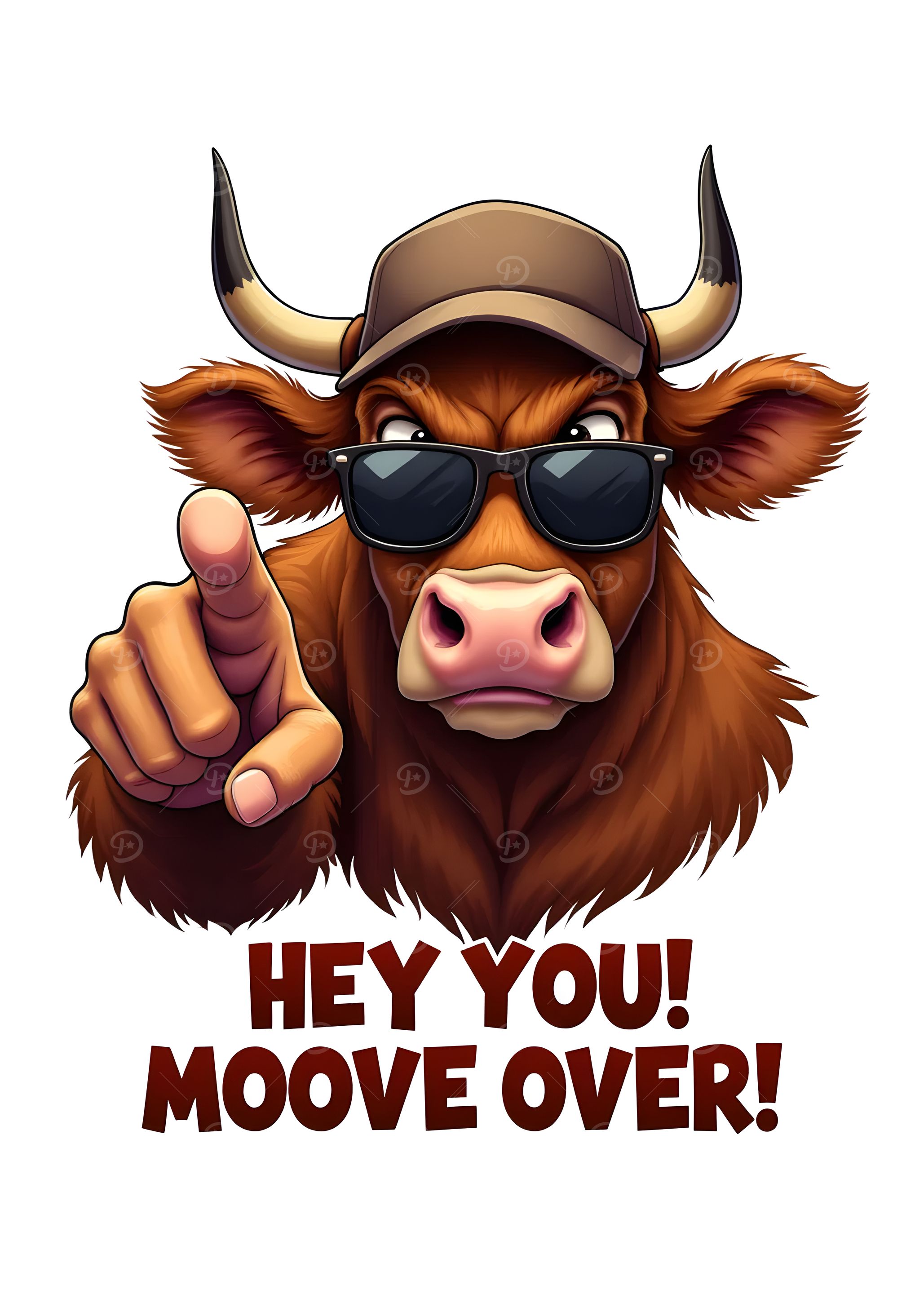 Cool Bull Cartoon with Sunglasses and Cap
