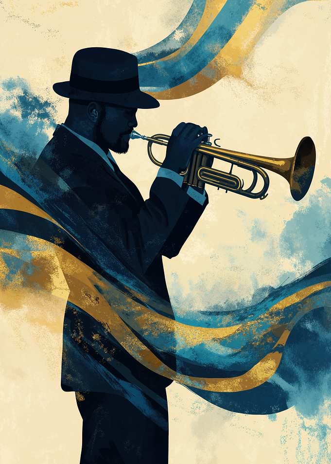 Jazz Trumpet Player Mid Century
