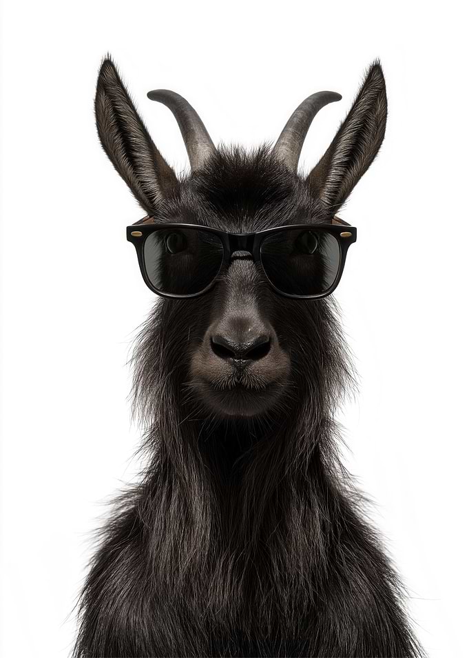 Cool Japanese Serow with Sunglasses Portrait