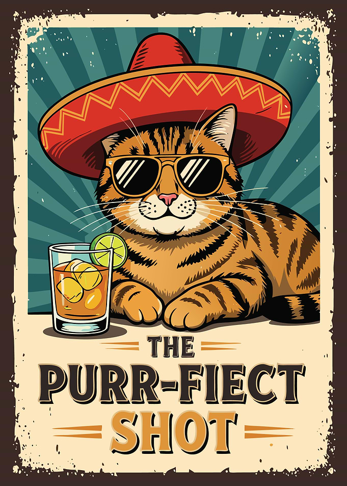 Purr-Fiect Shot Cat Poster