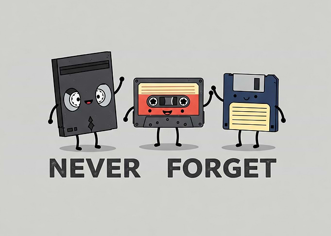 Never Forget Retro Media Cartoon